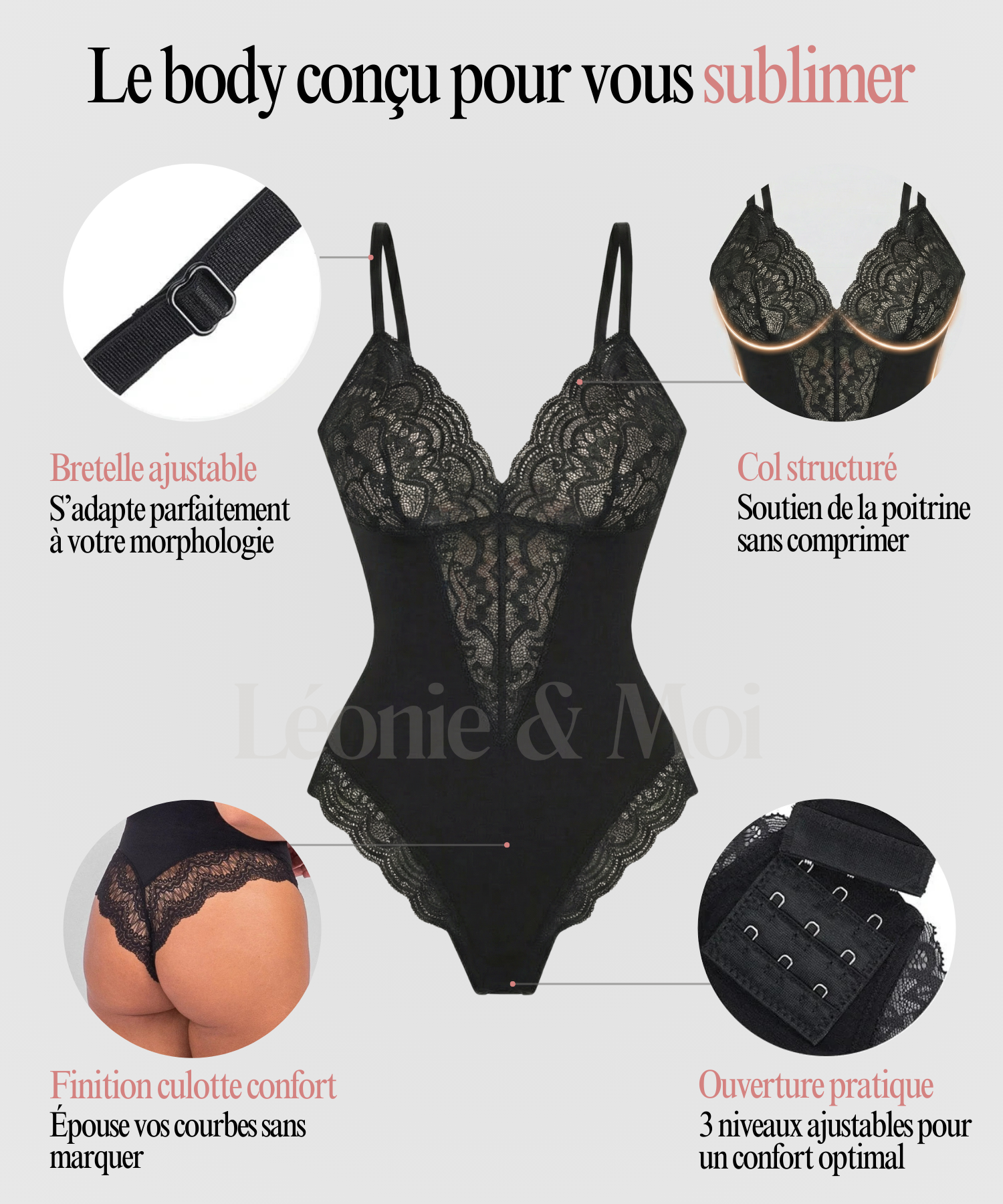 Body gainant en dentelle, version culotte