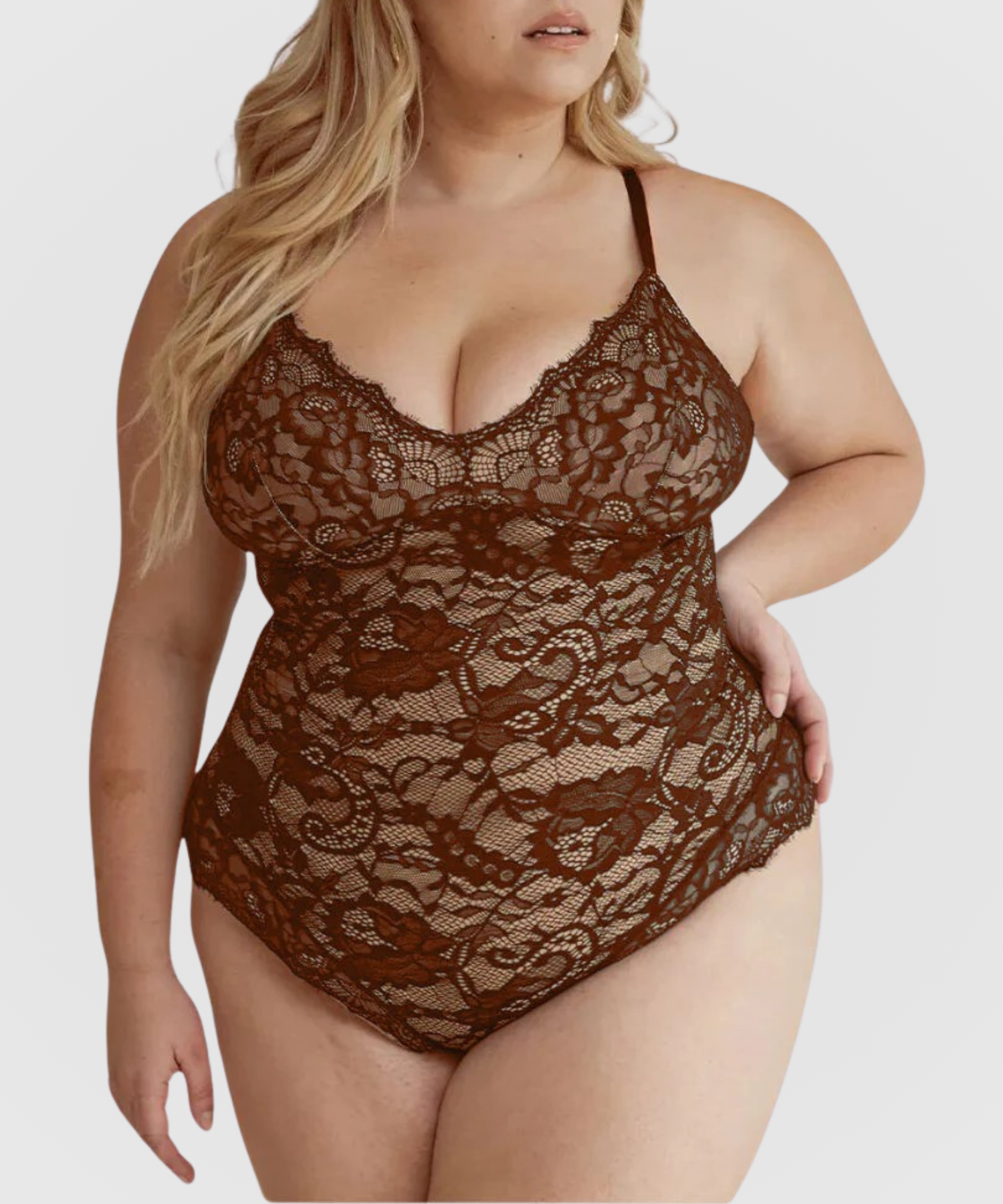 Body gainant en dentelle intégrale, version culotte