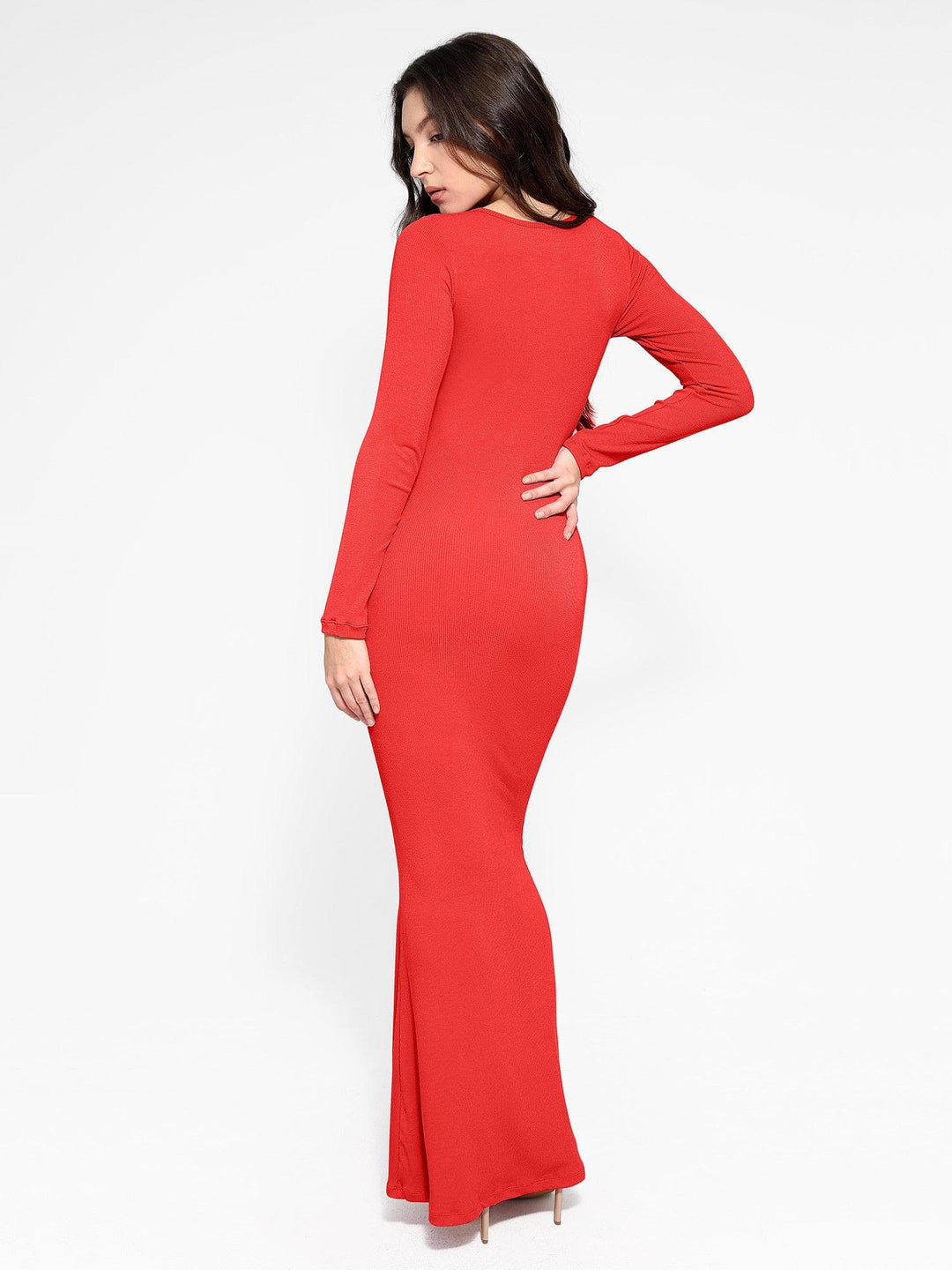 Robe Élise longue, amincissante à manches longues