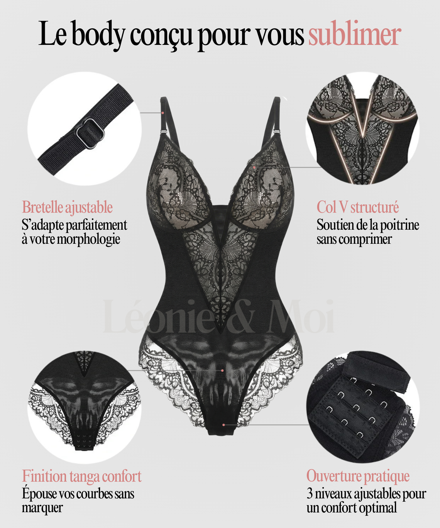 Body gainant en dentelle, version tanga