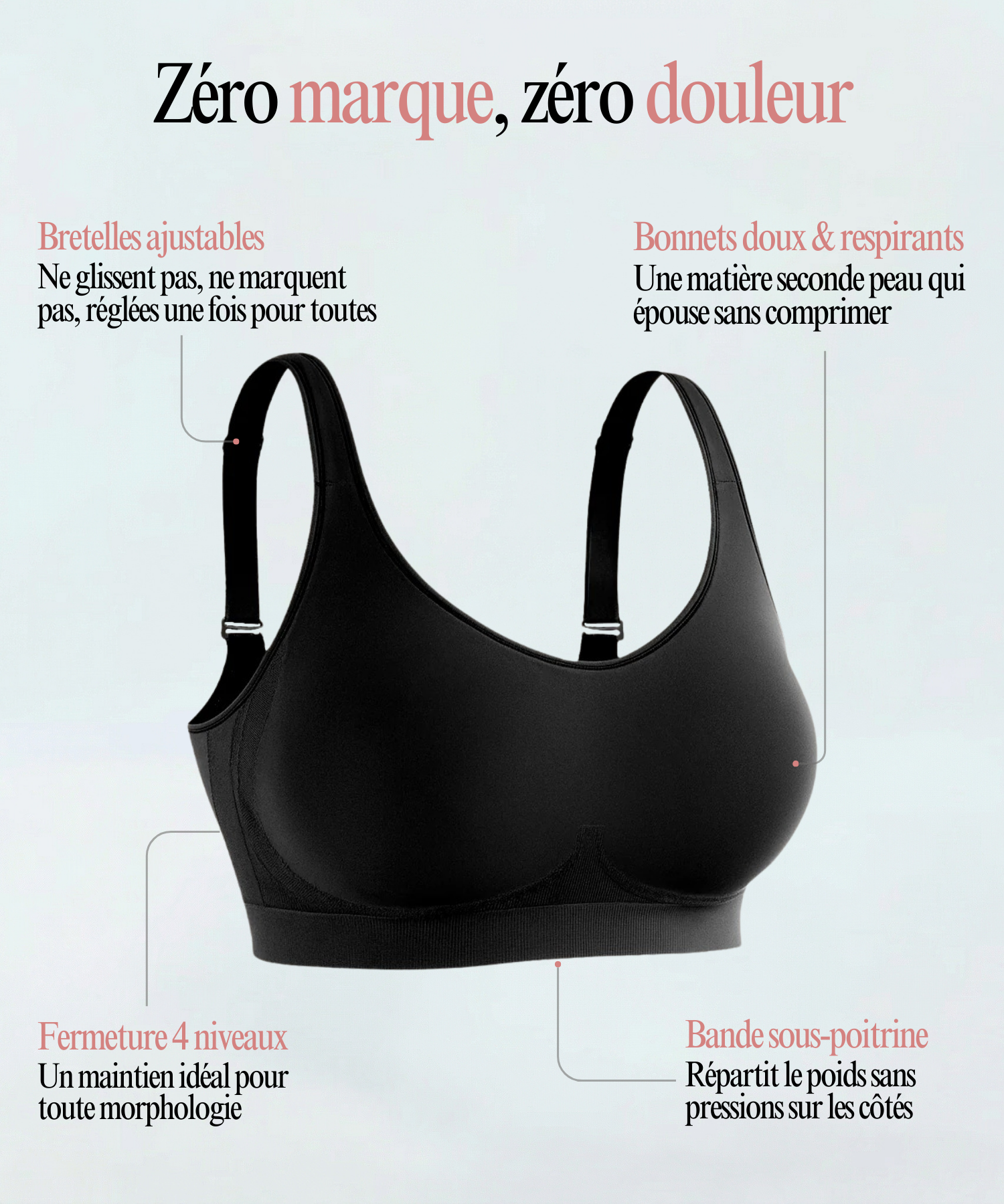 Soutien-gorge Alma, Poitrine rehaussée, maintien parfait